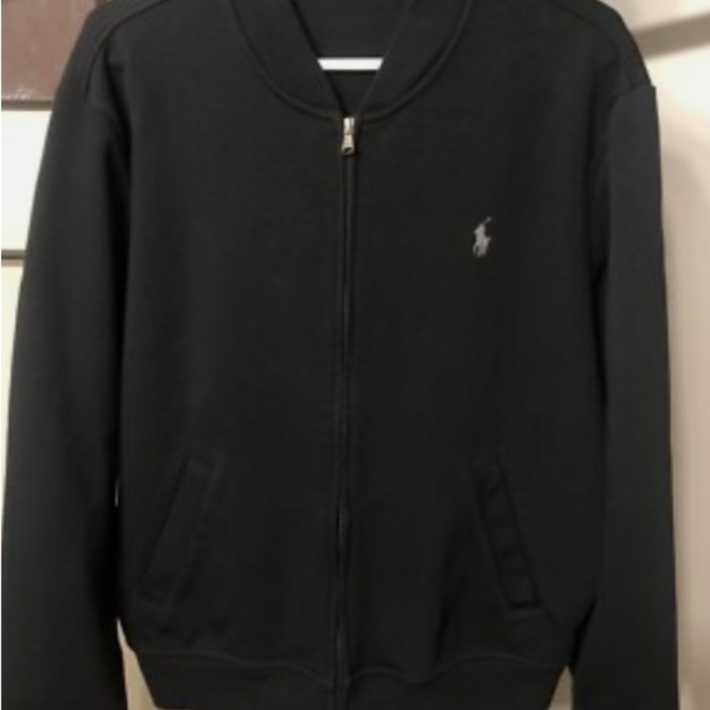 Polo Ralph Lauren zip front Jacket Black Polyester/Cotton Blend Mens Size M